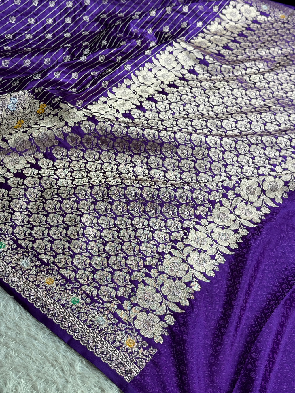 Purple Mashru Kataan Silk Saree With Meenakari Woven Design – MKS645