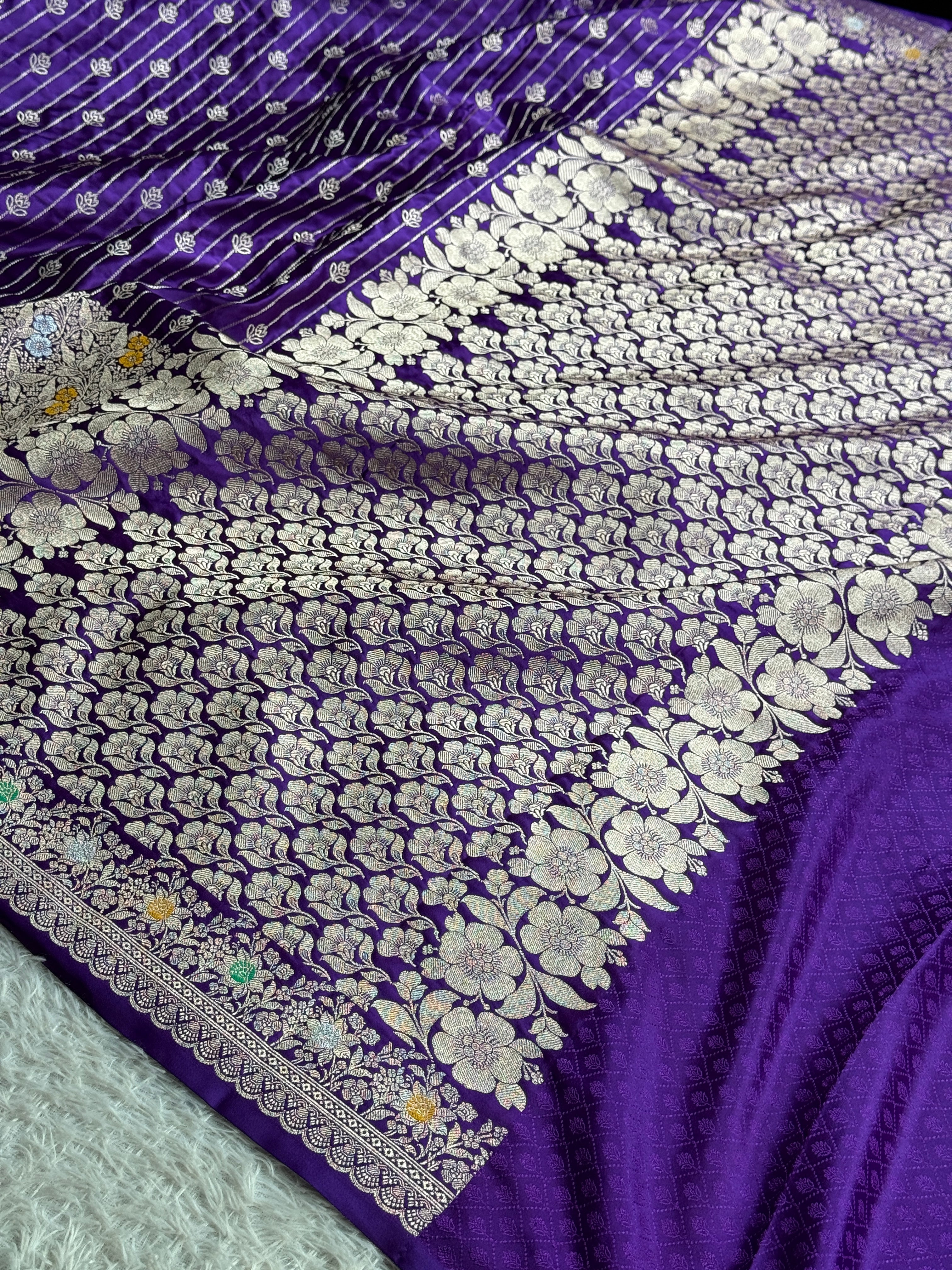 Purple Mashru Kataan Silk Saree With Meenakari Woven Design – MKS645