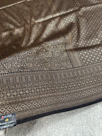 Black Banarasi Dupion Silk Saree with Embossed Antique Zari Weaving & Rich Antique Zari Pallu | STF90