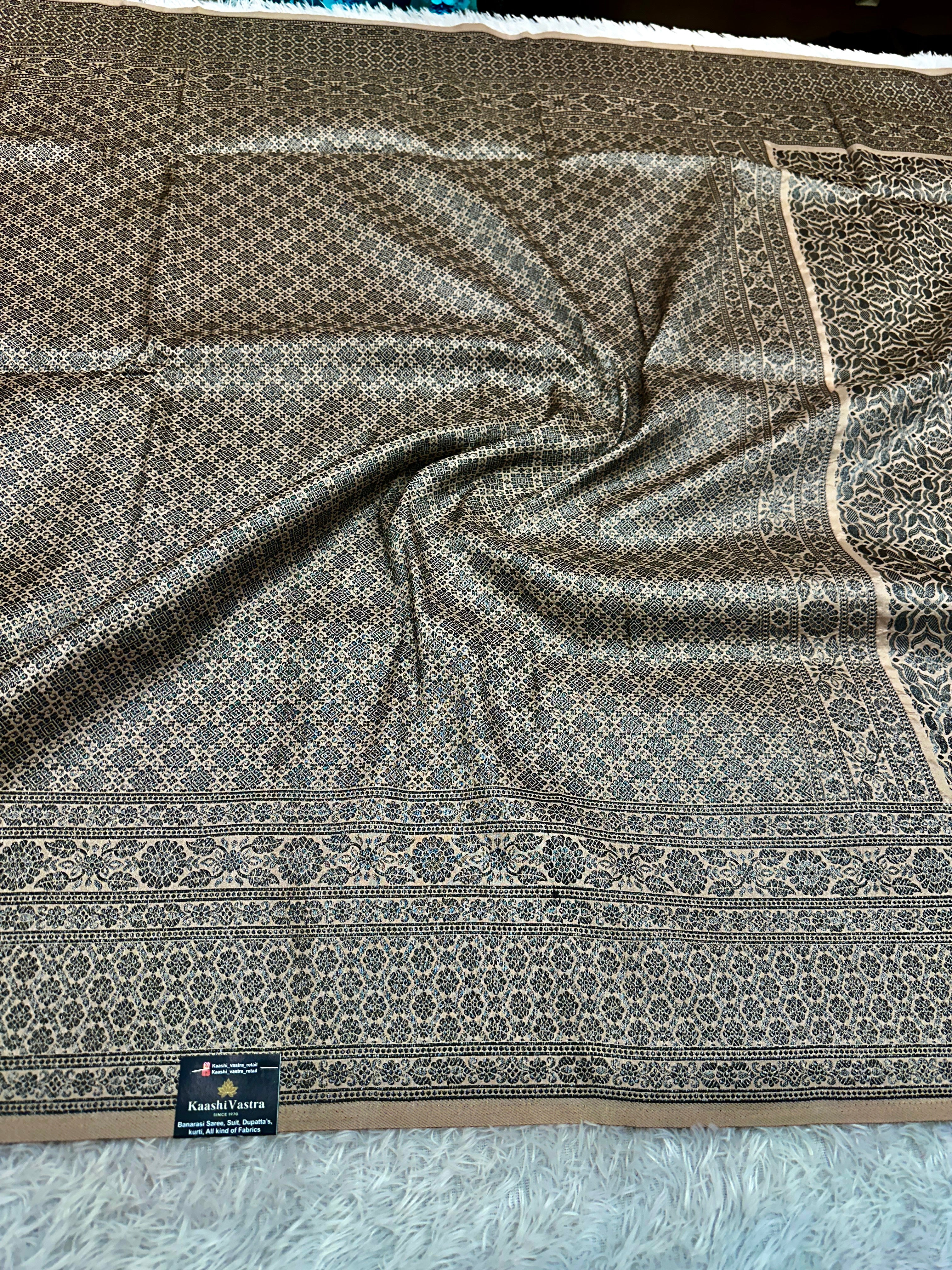 STF47 – Regal Pitch Dupion Saree with Silver-Black Antique Zari Weaving
