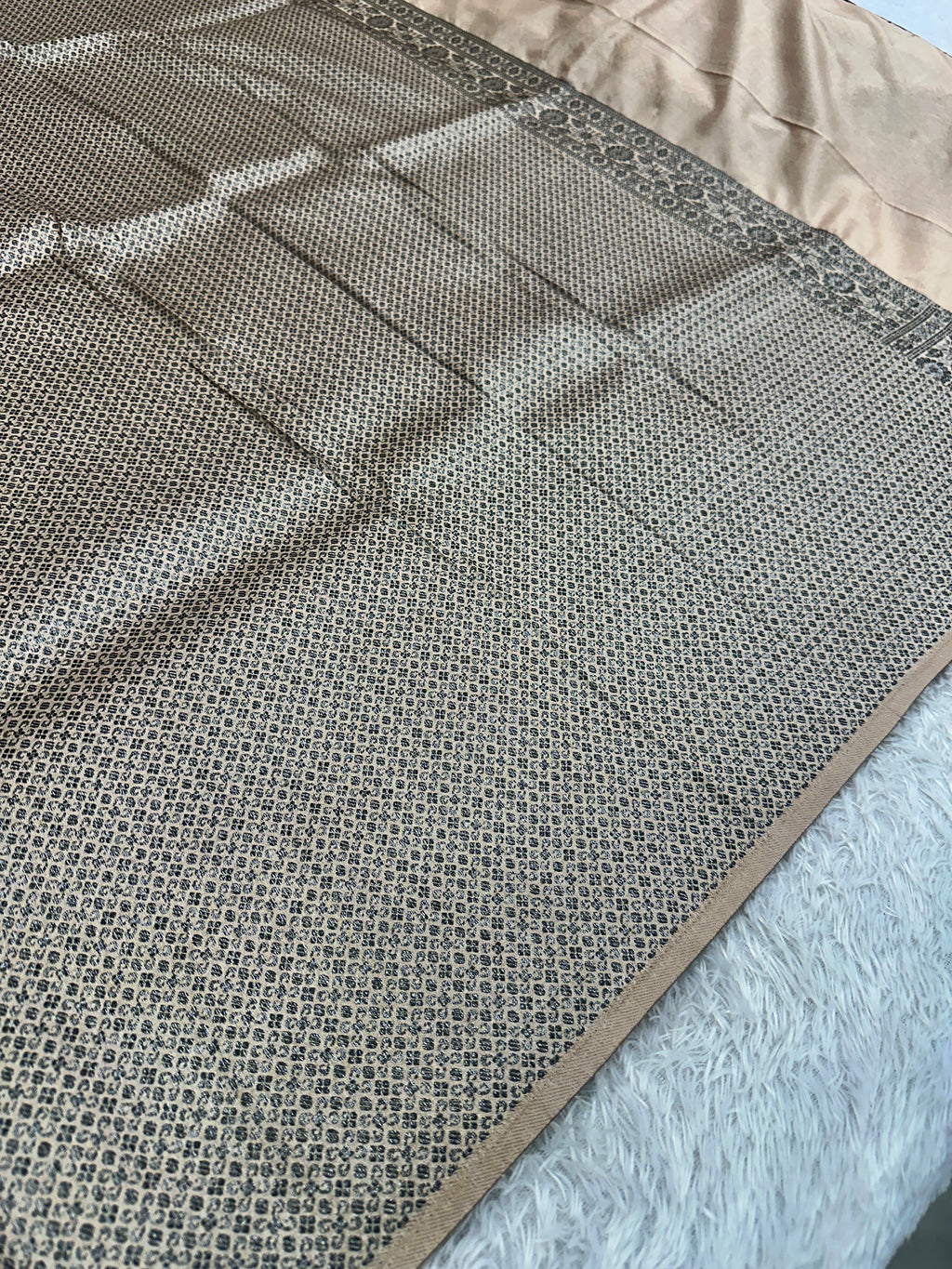 STF47 – Regal Pitch Dupion Saree with Silver-Black Antique Zari Weaving