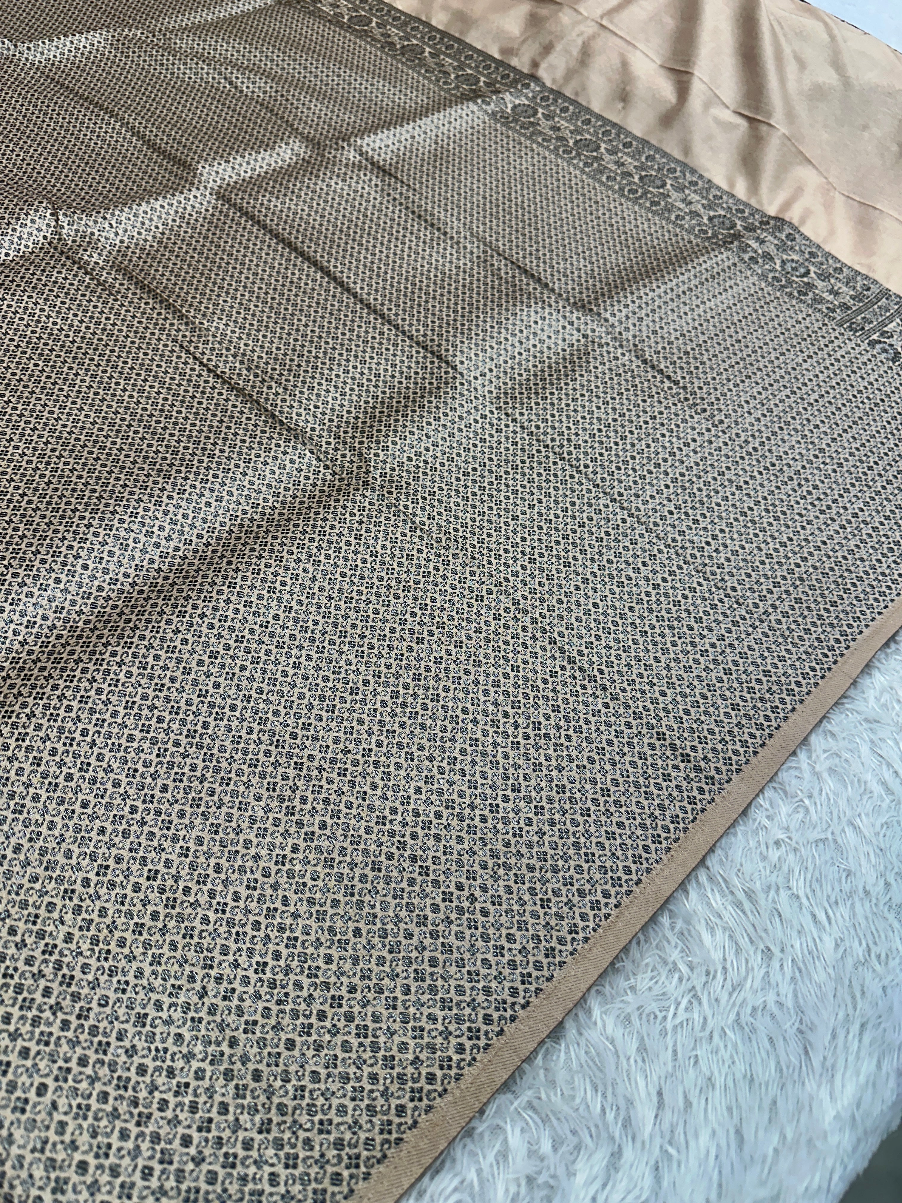 STF47 – Regal Pitch Dupion Saree with Silver-Black Antique Zari Weaving