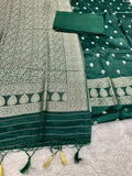 ✨ Banarasi Jacquard Gap Buti HO Silk 3-Piece Unstitched Dress Material MSS15