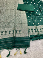 ✨ Banarasi Jacquard Gap Buti HO Silk 3-Piece Unstitched Dress Material MSS15