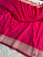 Rani Banarasi Mashru Silk Saree with Dot Buti Weaving & Fancy Jacquard Border MKS103
