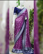 Semi Georgette Silk Saree with Leaf Buta & Rich Zari Pallu – SM61