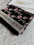Black Meena Mashru Kataan Silk Saree MKS07