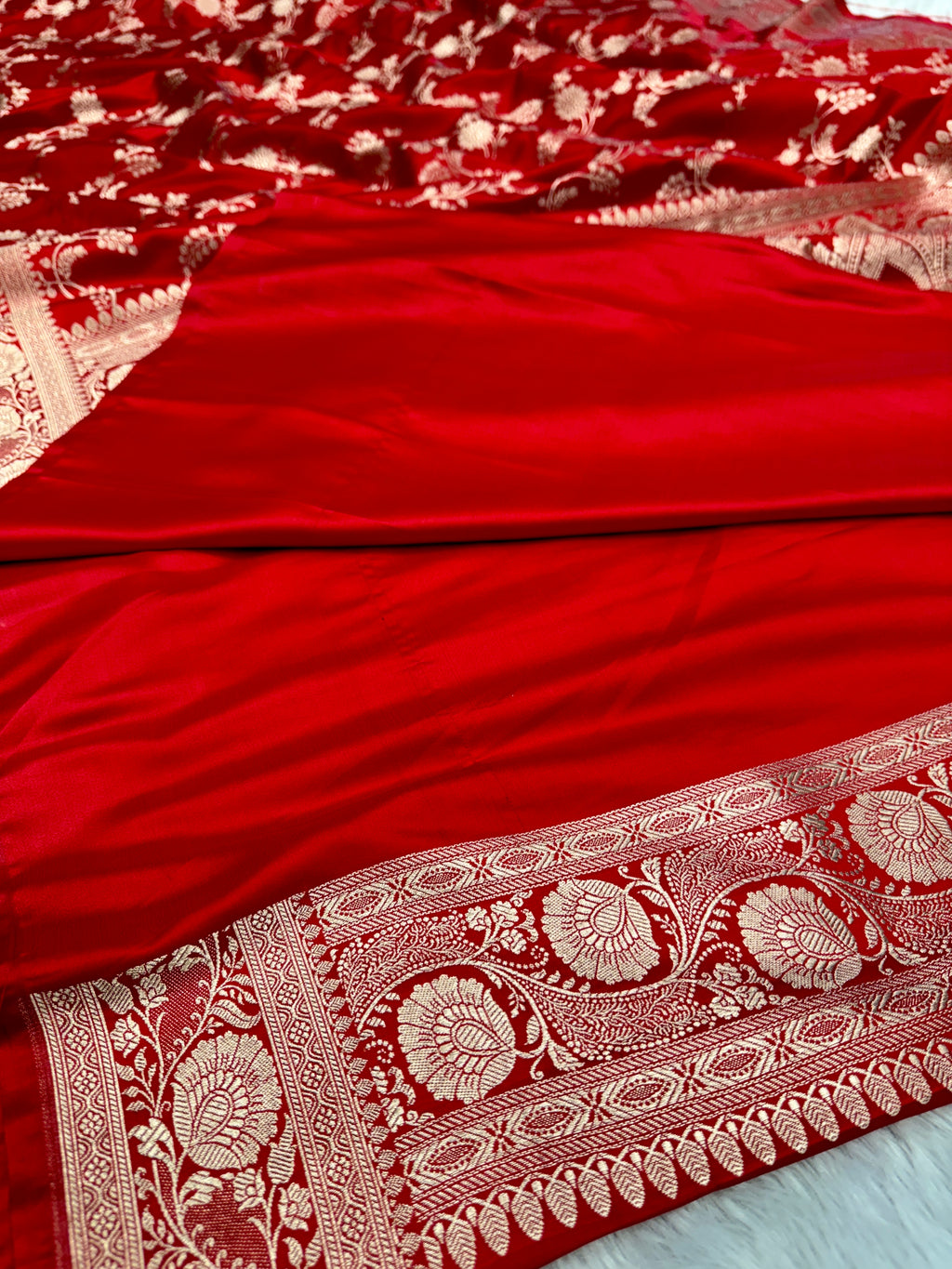 Red Mashru kataan Saree Ms13