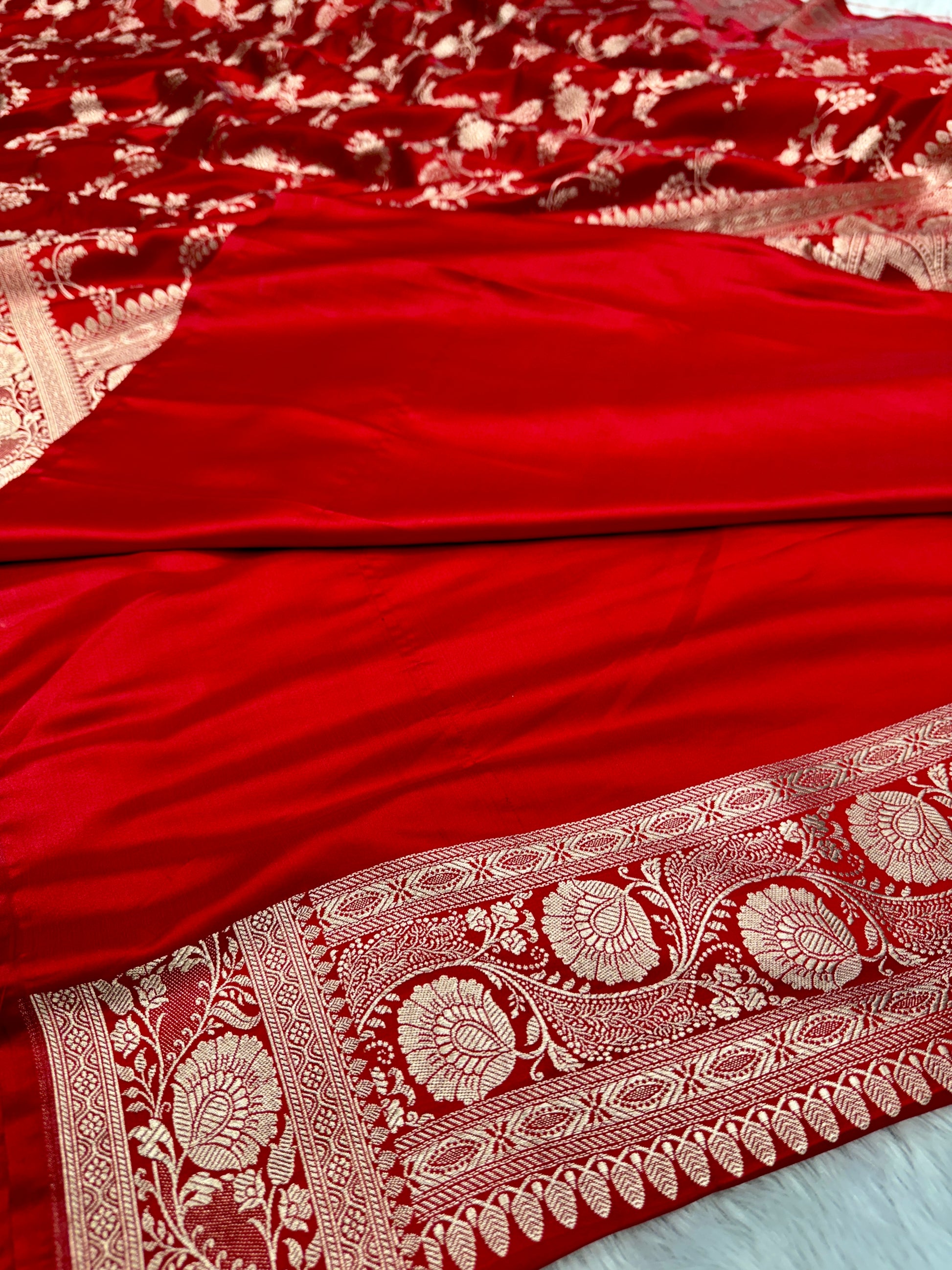 Red Mashru kataan Saree Ms13