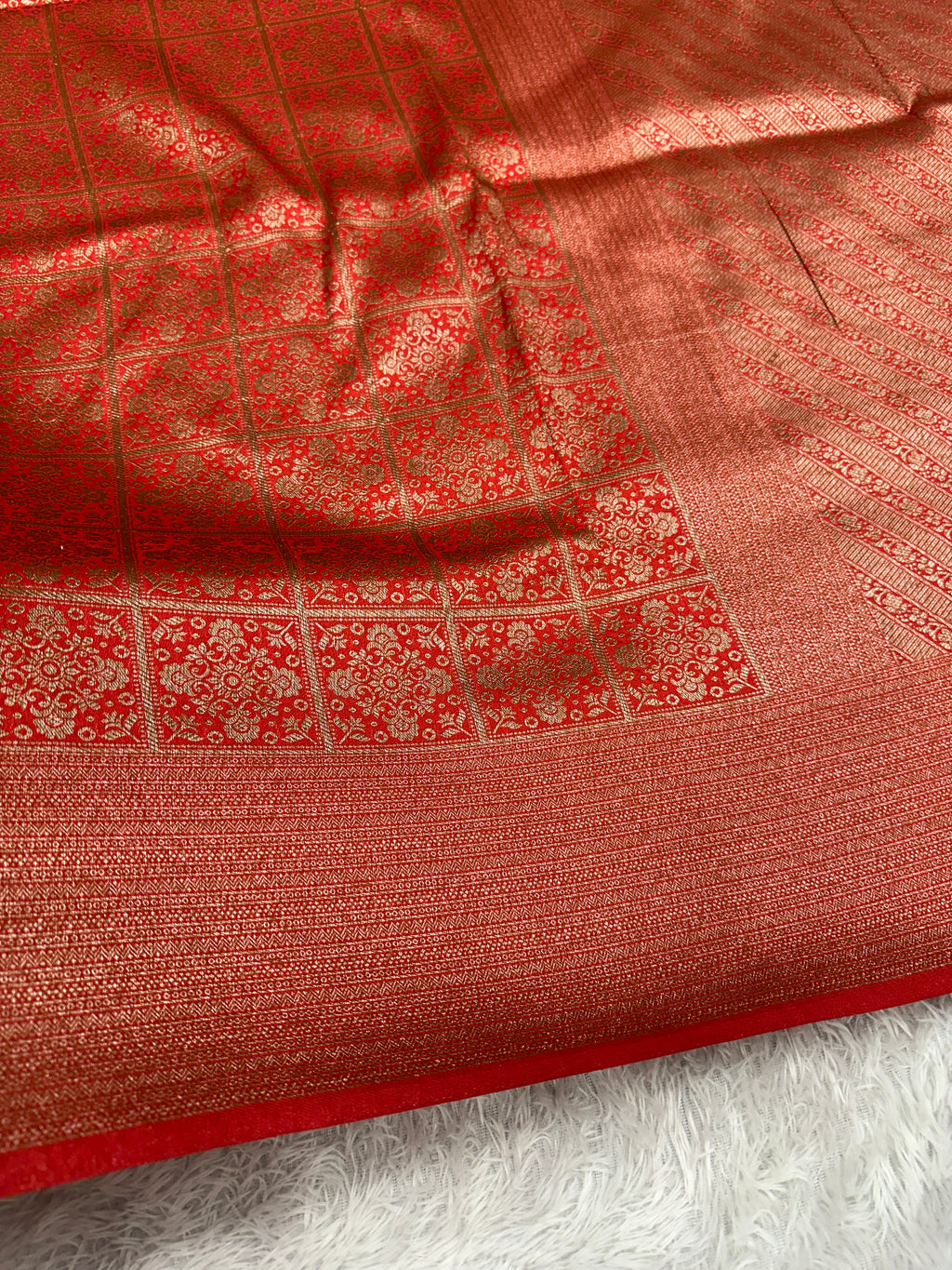 Red  Banarasi Dupion Silk Saree with Embossed Antique Zari Weaving & Rich Antique Zari Pallu | STF76