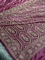 Gajri Pink Dual Shade Mashru Katan Silk Saree with All-Over Swarovski Siroski Work, Woven Pallu & Blouse | Festive & Party Wear Saree | MKS842