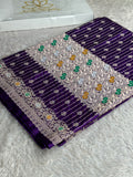 Purple Mashru Kataan Silk Saree With Meenakari Woven Design – MKS645