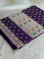 Purple Mashru Kataan Silk Saree With Meenakari Woven Design – MKS645