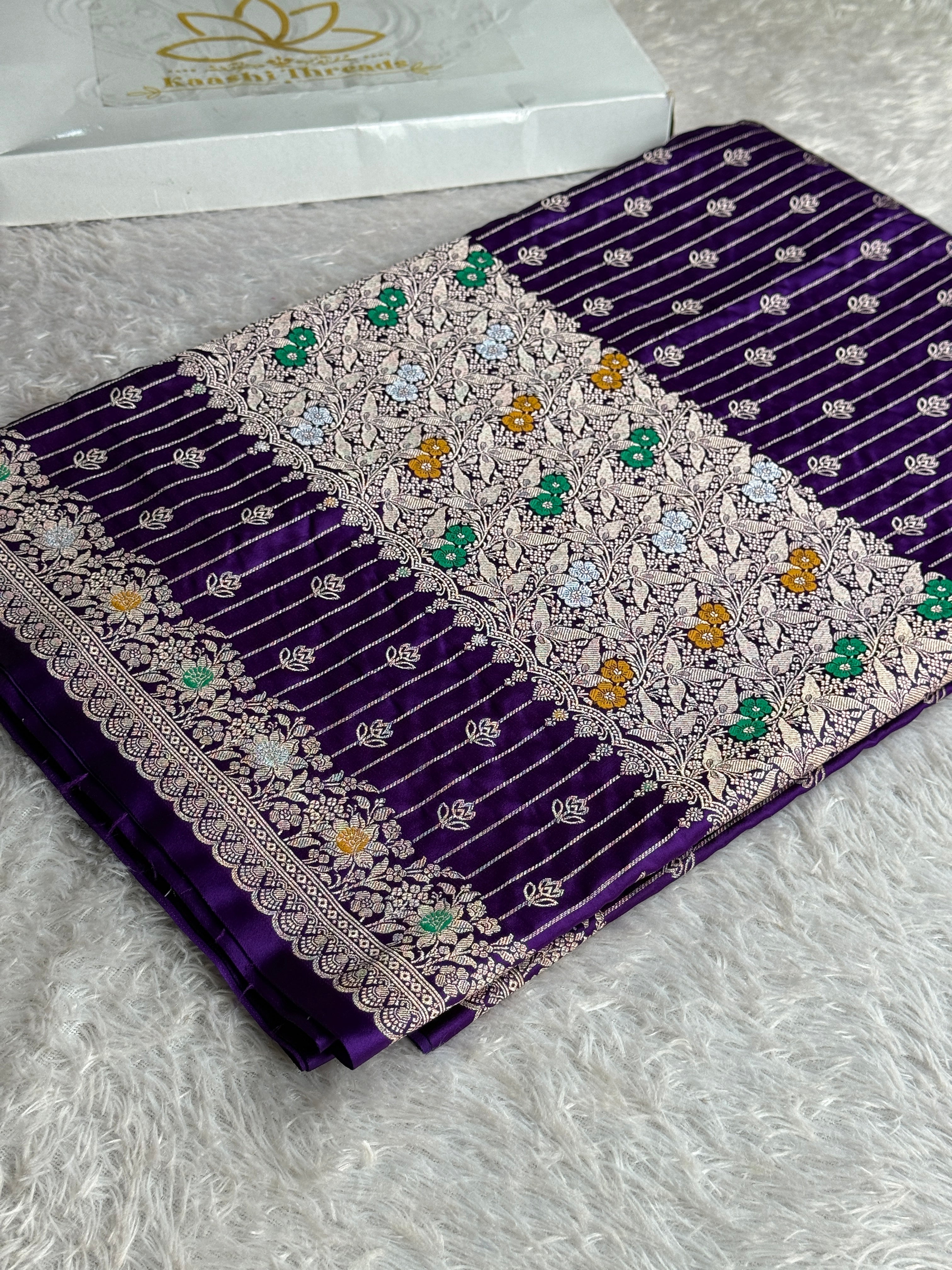 Purple Mashru Kataan Silk Saree With Meenakari Woven Design – MKS645