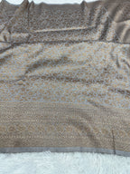 Grey Banarasi Dupion Silk Saree with Embossed Antique Zari Weaving & Rich Antique Zari Pallu | STF72