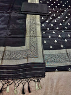 ✨ Banarasi Jacquard Gap Buti HO Silk 3-Piece Unstitched Dress Material MSS24