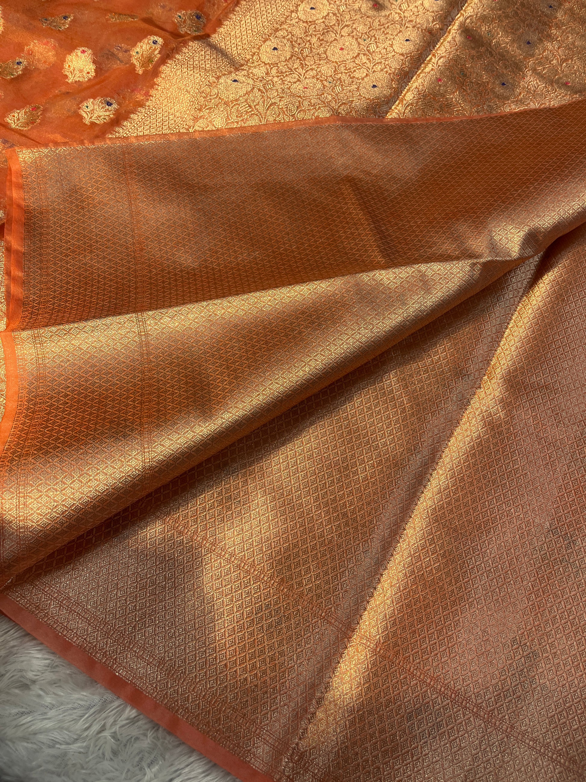 Kora Organza Raw Mango Saree KR12