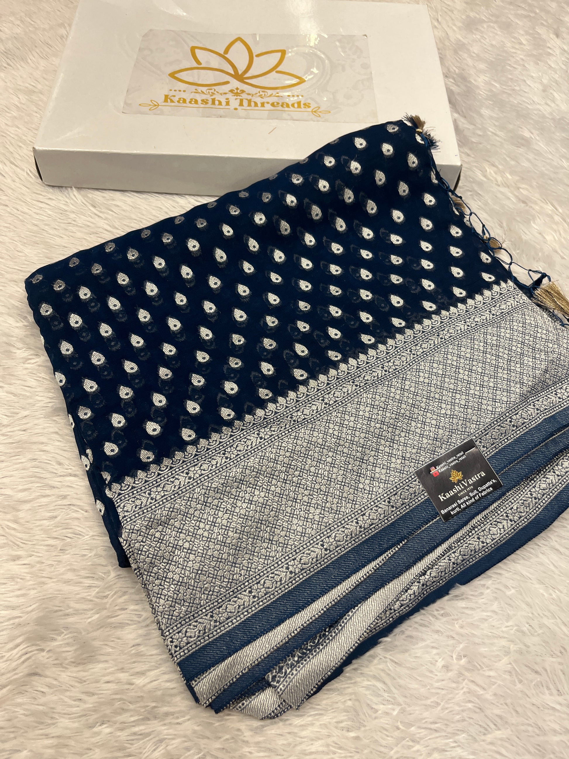 Banarsi Pure Natural Georgette Almond Buti  Design VSG06