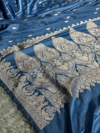 MOF Color Banarasi Mashru Silk Saree with Leaf Buta Jacquard Weave MKS156