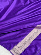 MKS881 – Purple Mashru Kataan Silk Saree with Traditional Border & Rich Zari Pallu