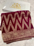 Chinon Silk Zig Zag Design Wine Color Saree CN09