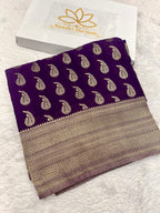 Chinon Silk Karry  Buta  Design Purple color  Saree CN07