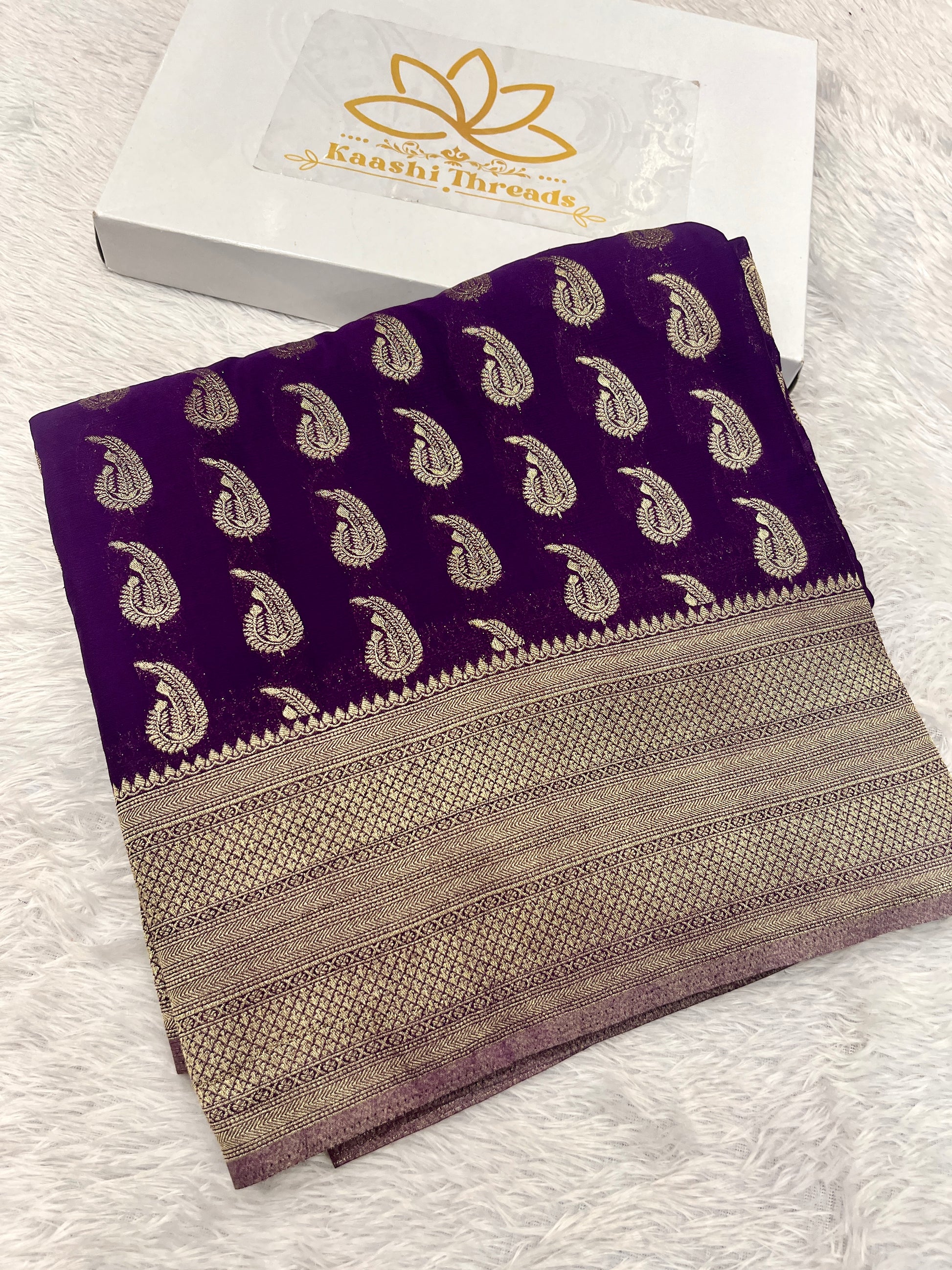 Chinon Silk Karry  Buta  Design Purple color  Saree CN07