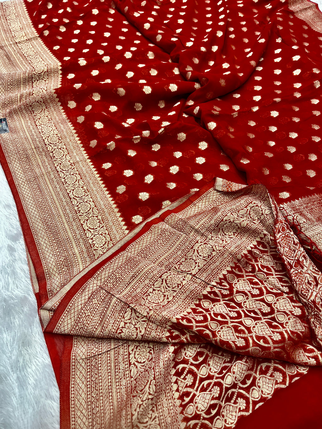 Banarsi Pure Natural Georgette Little flower Buti  Design VSG07