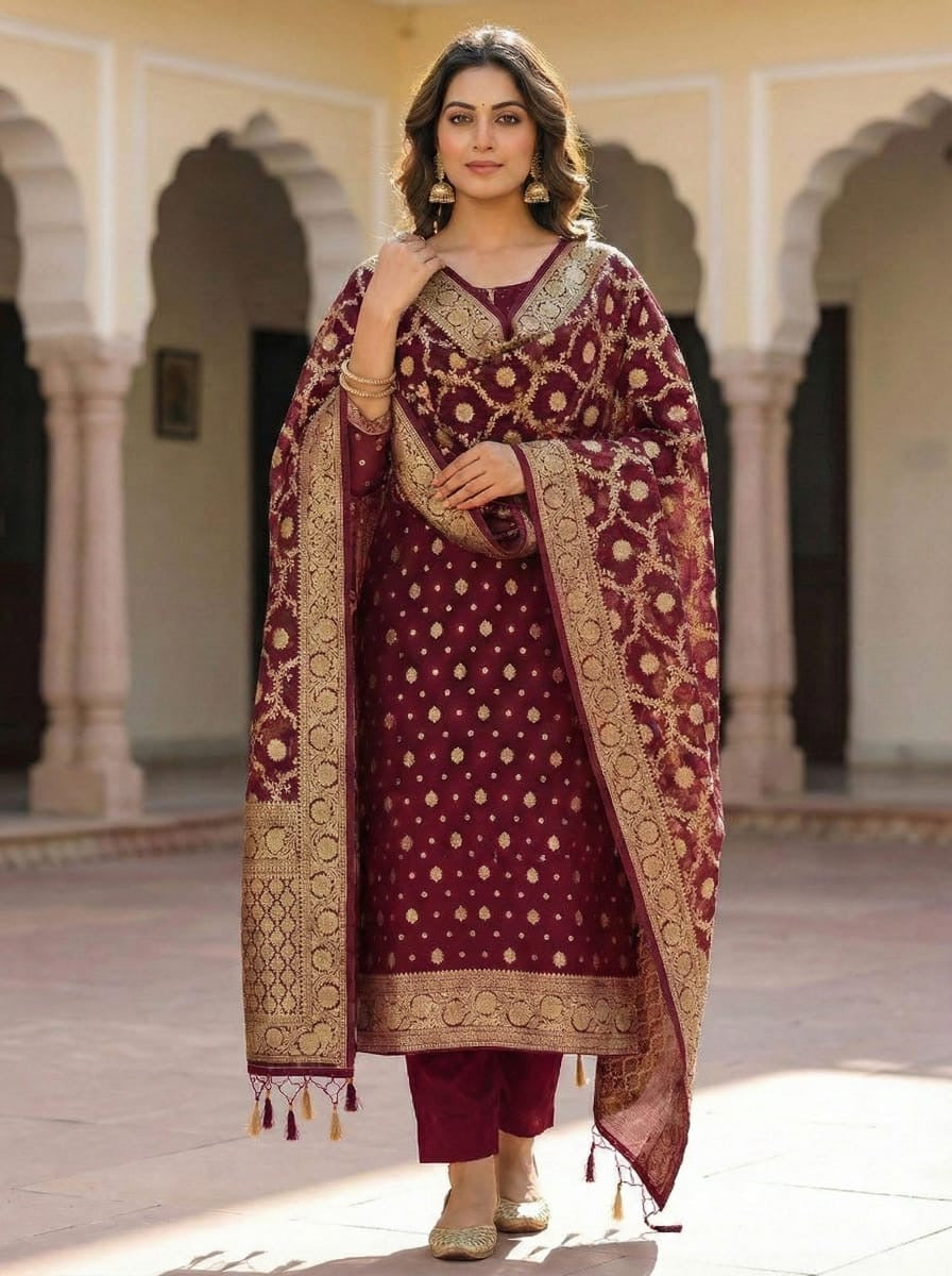 ✨ Banarasi Viscose Georgette Suit Set ✨VSS11