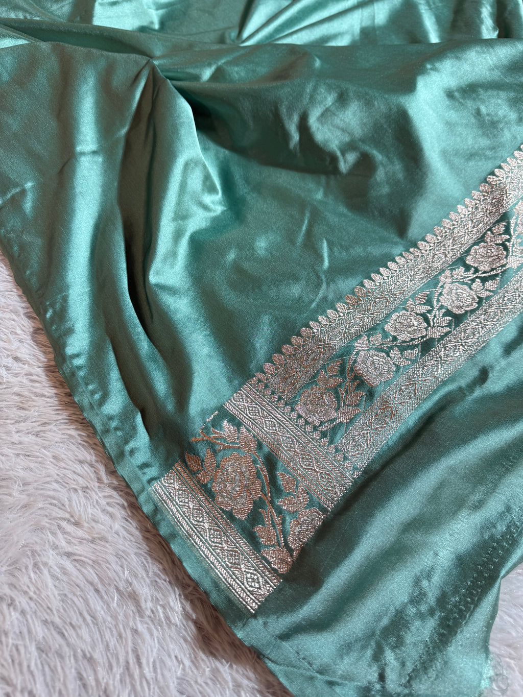 Mashru kataan Silk Saree in Rose Buta Design MKS010