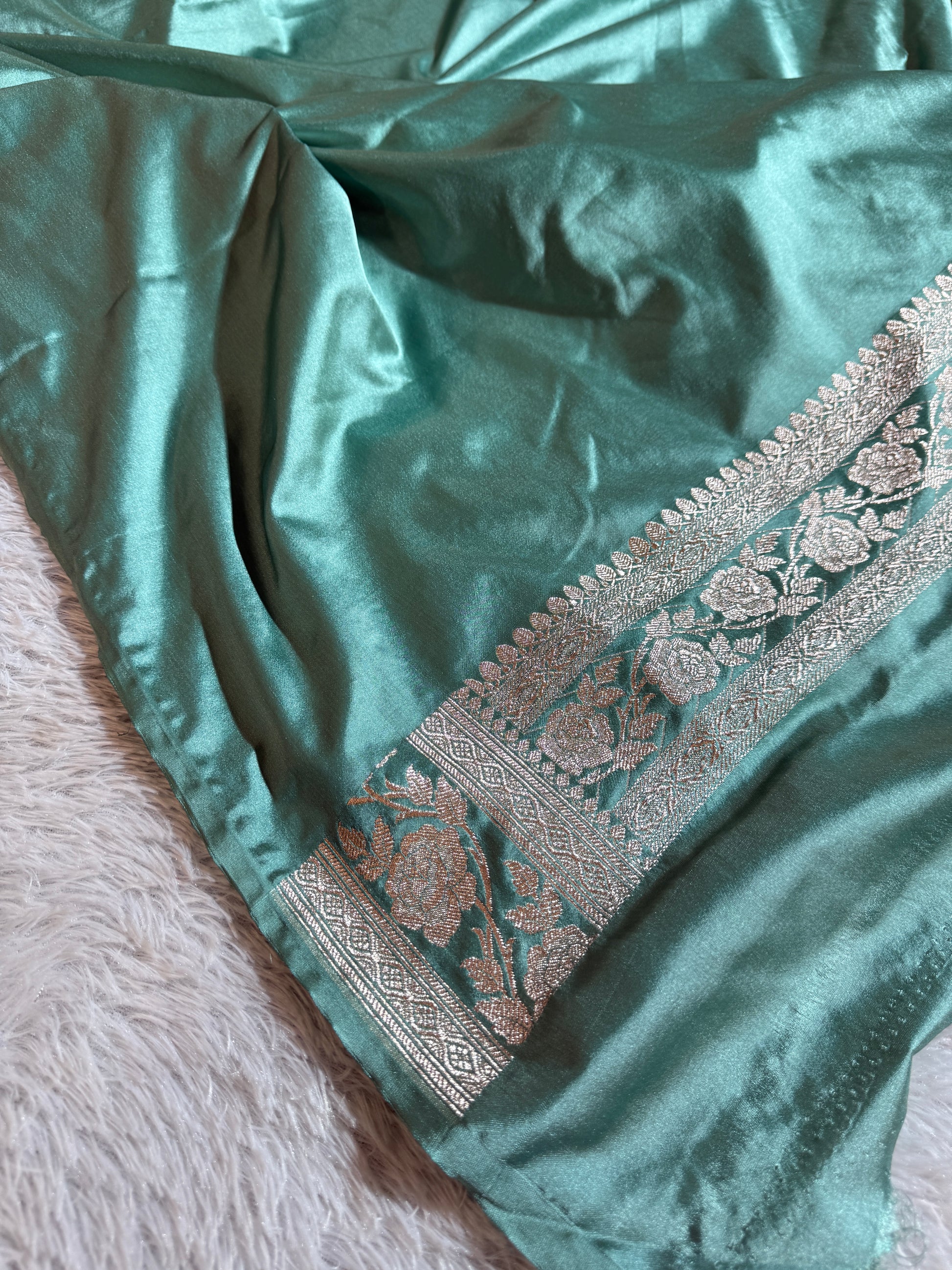 Mashru kataan Silk Saree in Rose Buta Design MKS010