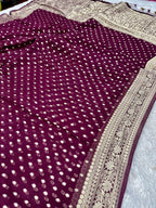 Banarsi Pure Natural Georgette Traditional Patti Buti  Design VSG05