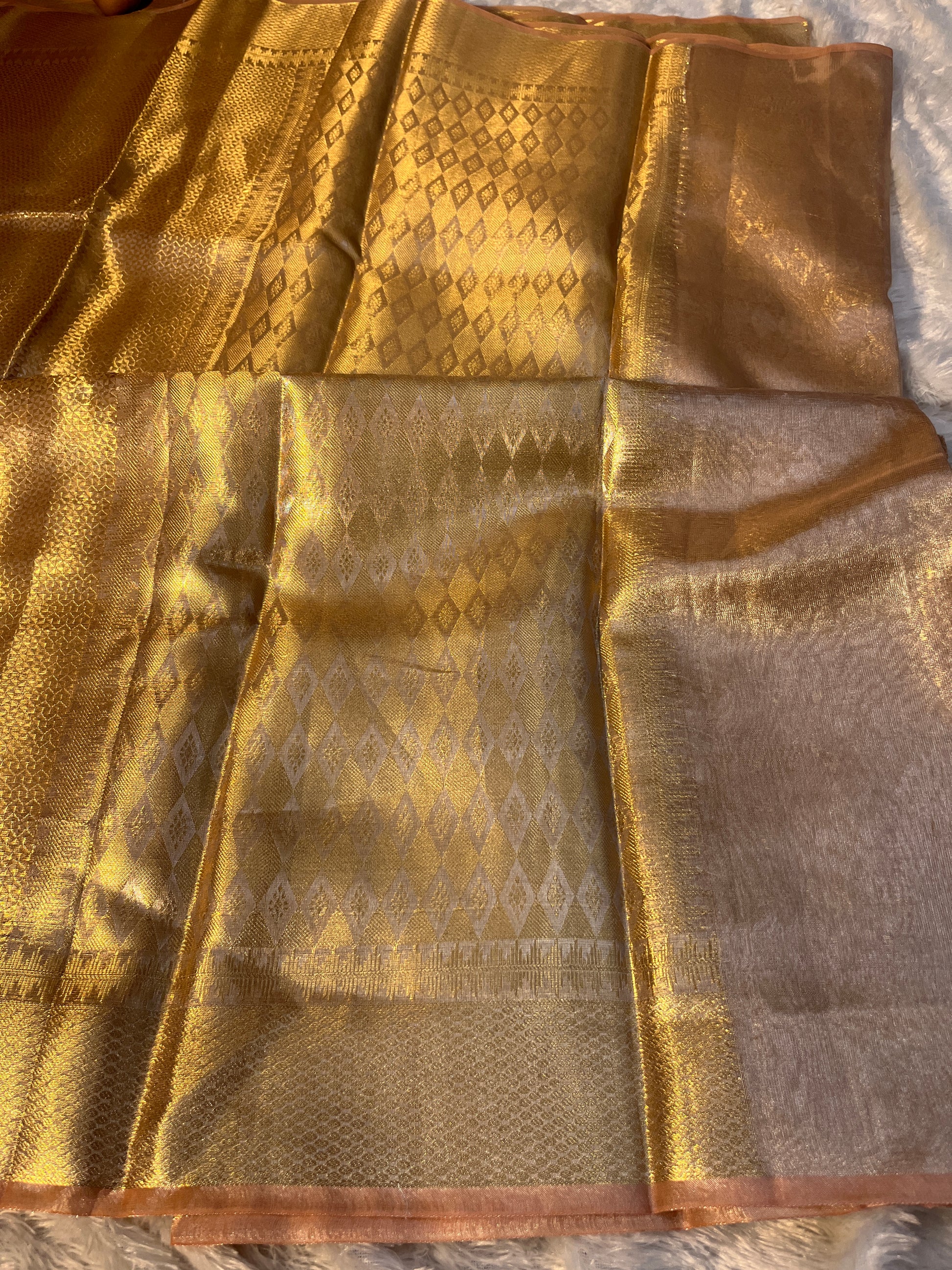 Glass Tissue Ambossed Saree Ts31