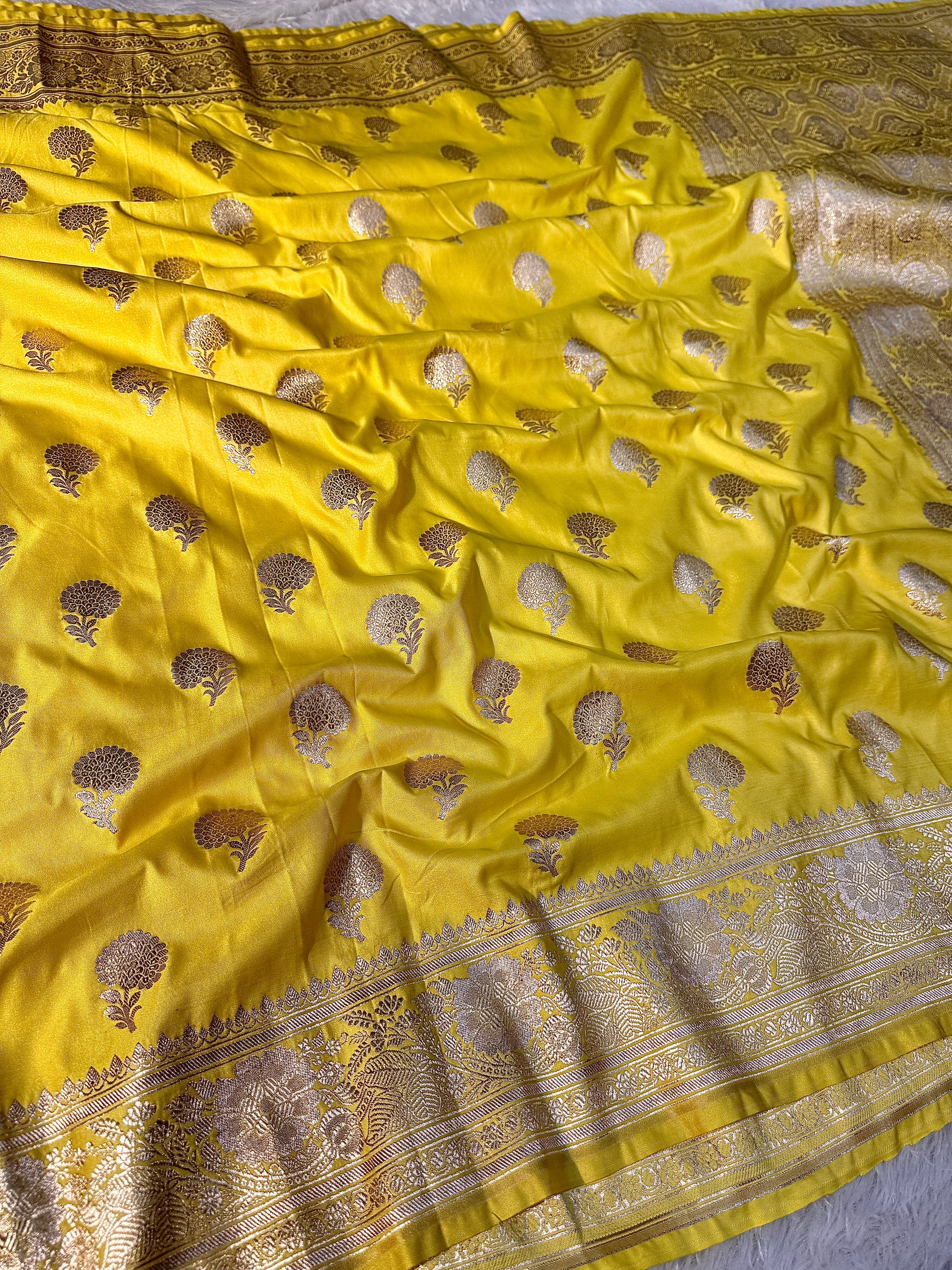 Mashru Saatan Saree Lemon MS12