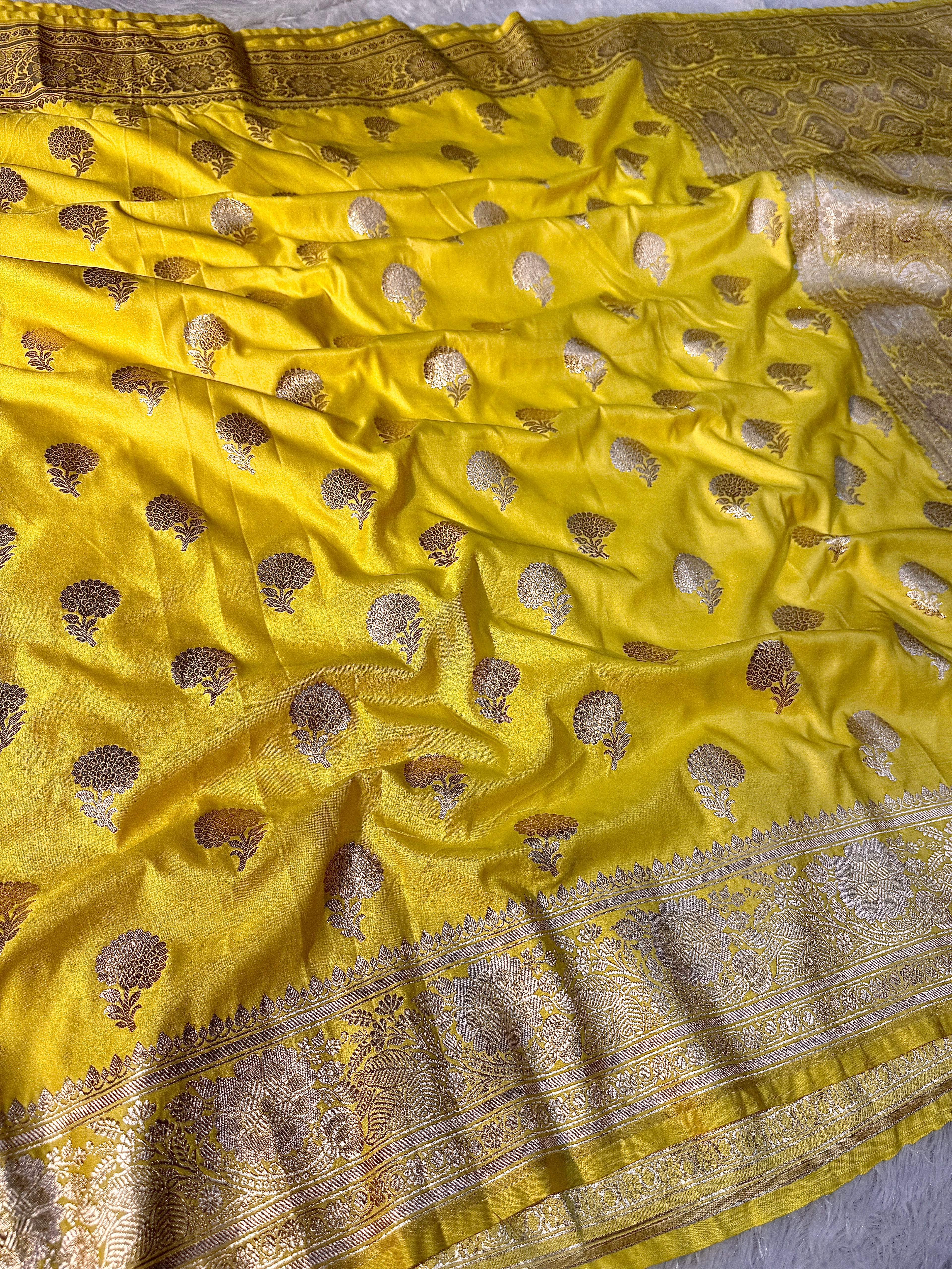 Mashru Saatan Saree Lemon MS12