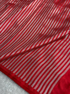 Black Mashru Kataan Silk Banarasi Saree with Red Saatan Patta Border | MKS721