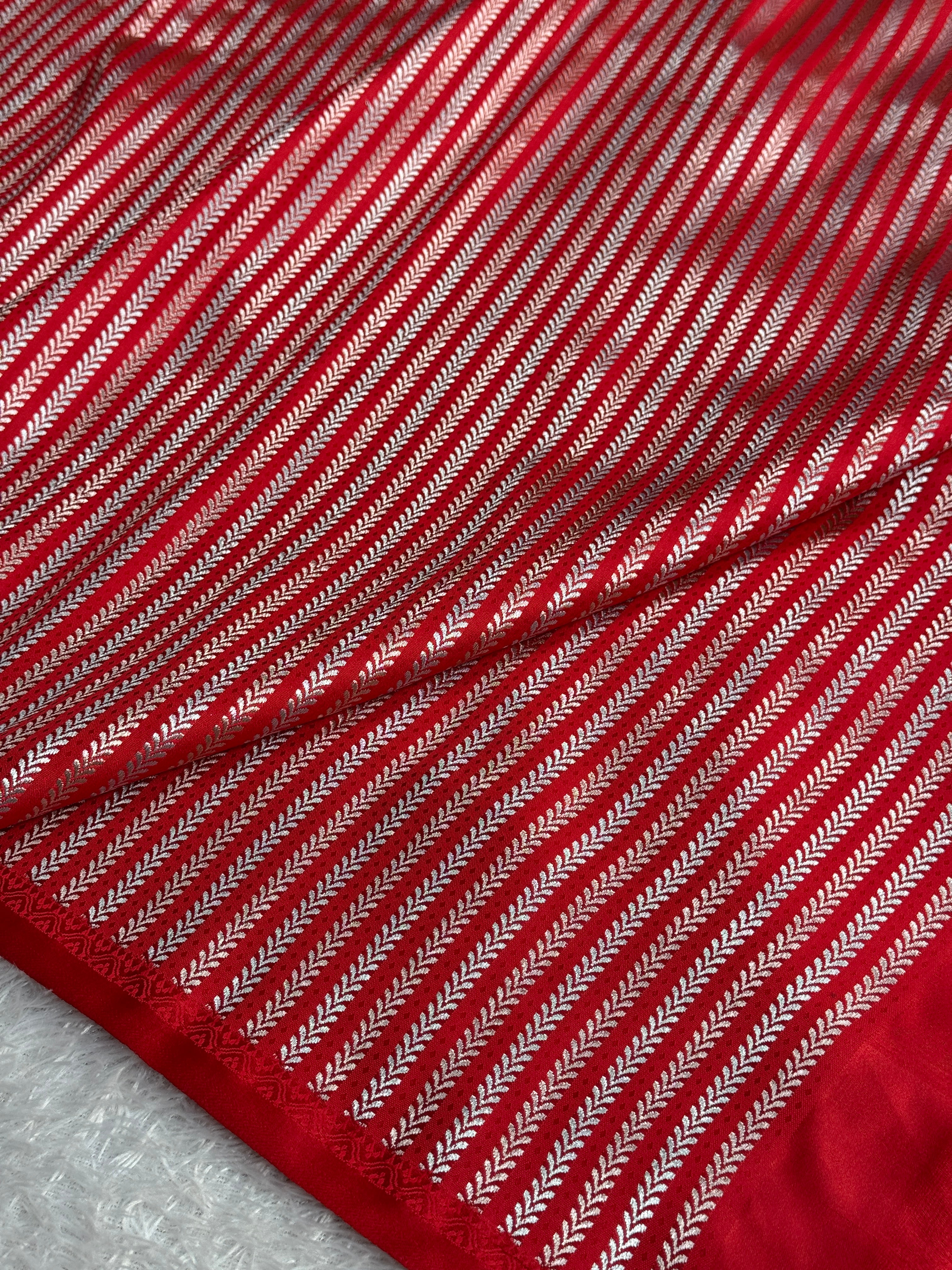 Black Mashru Kataan Silk Banarasi Saree with Red Saatan Patta Border | MKS721