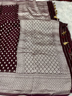 Banarsi Pure Natural Georgette Almond Buti  Design VSG06