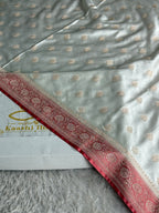 Cream with Pitch  Contrast Mashru Kataan Silk Saree with Buta Weaving & Rich Zari Pallu | MKS644