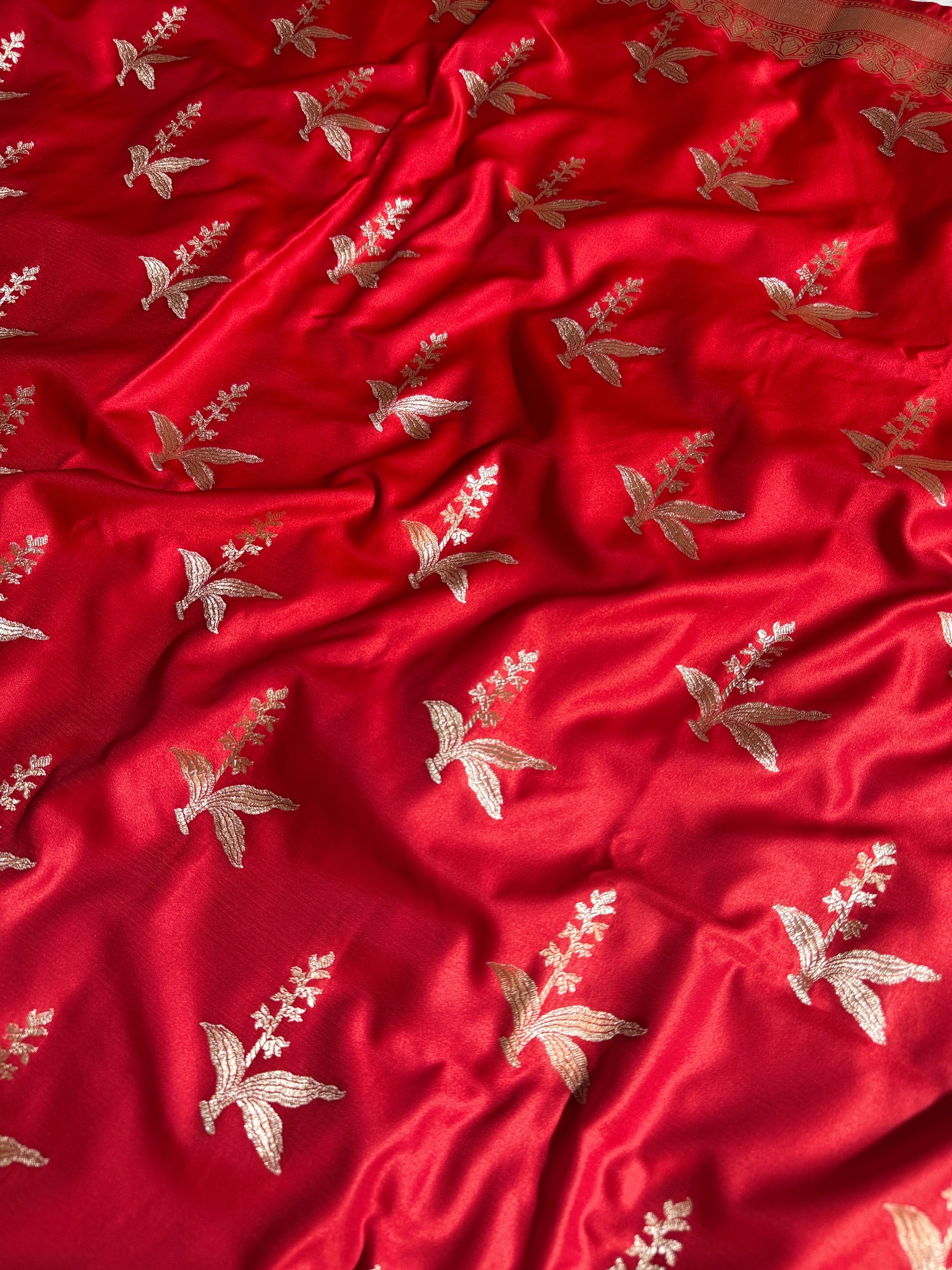 Red Color MASHRU BUTA SAREE MKS086