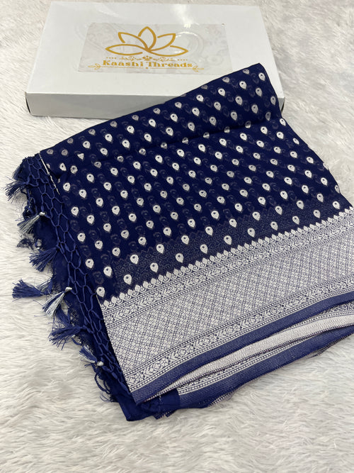 Banarsi Pure Natural Georgette Almond Buti  Design VSG06