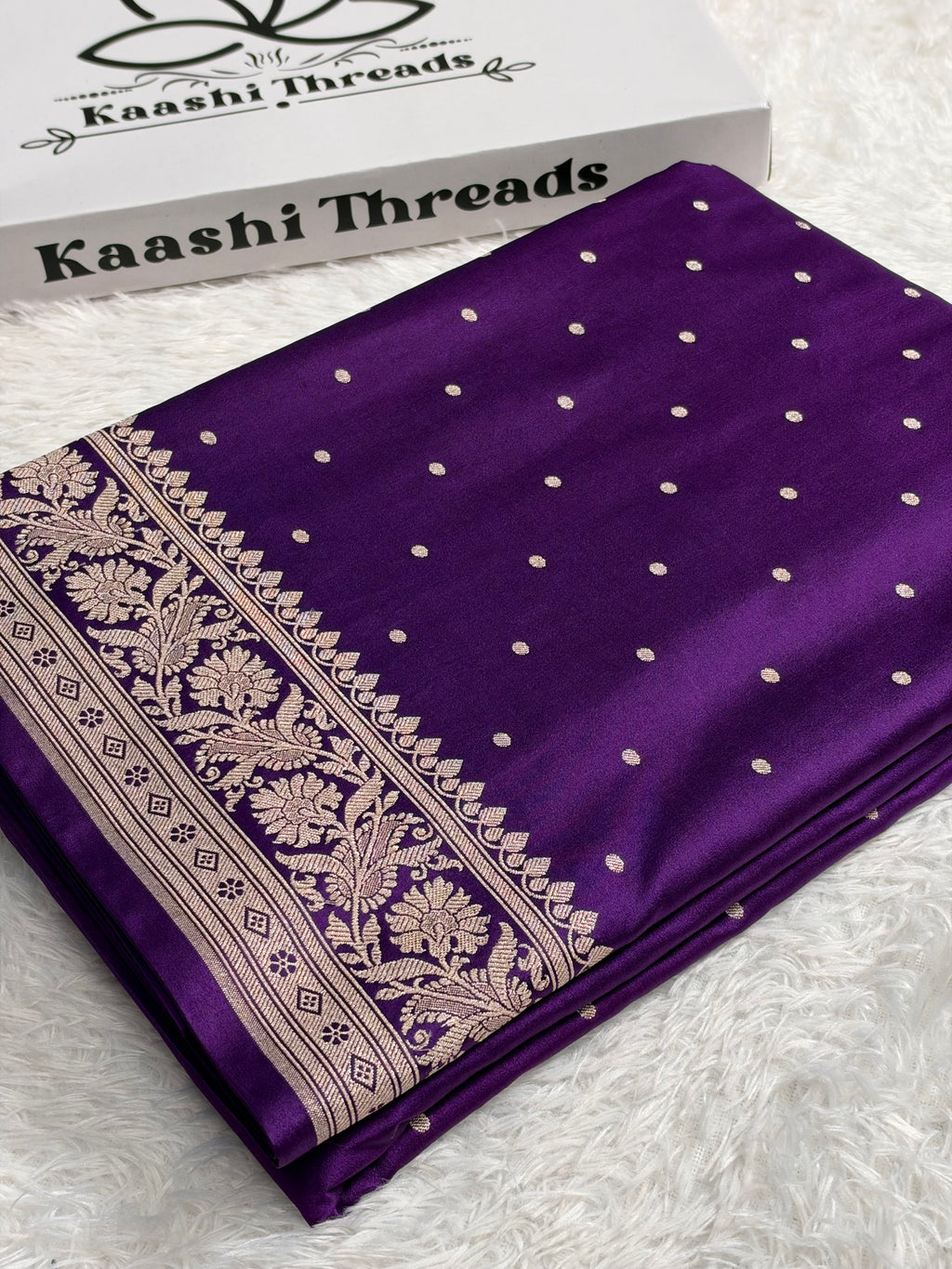 MKS866 – Premium Purple Banarasi Mashru Kataan Silk Saree with Zari Buti Design & Rich Zari-Woven Pallu