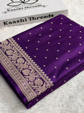 MKS866 – Premium Purple Banarasi Mashru Kataan Silk Saree with Zari Buti Design & Rich Zari-Woven Pallu