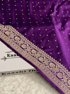 MKS866 – Premium Purple Banarasi Mashru Kataan Silk Saree with Zari Buti Design & Rich Zari-Woven Pallu