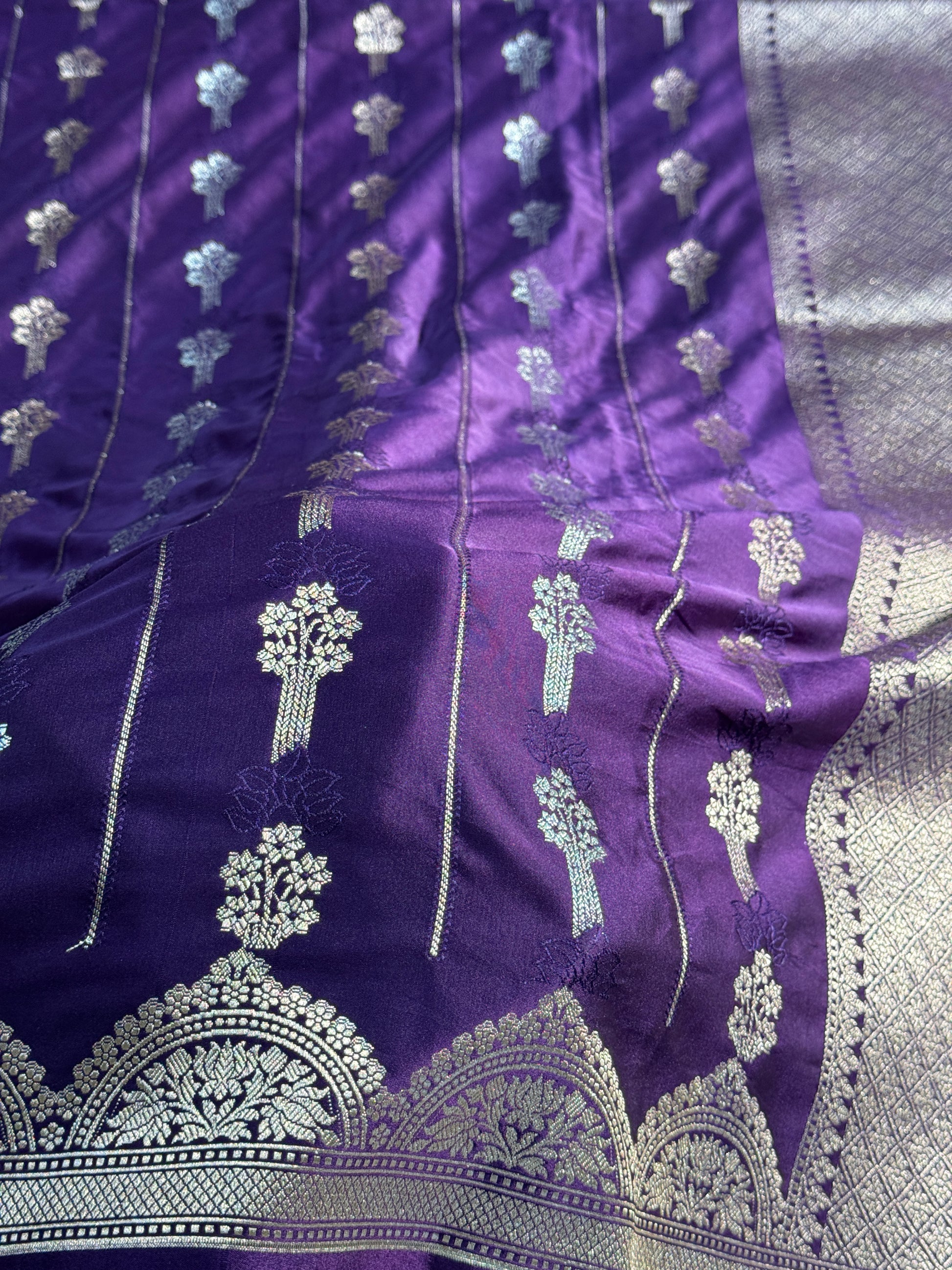 Flower Mashru Saatan Kataan Silk Saree Ms23