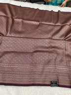 Wine Banarasi Dupion Silk Saree with Embossed Antique Zari Weaving & Rich Antique Zari Pallu | STF94
