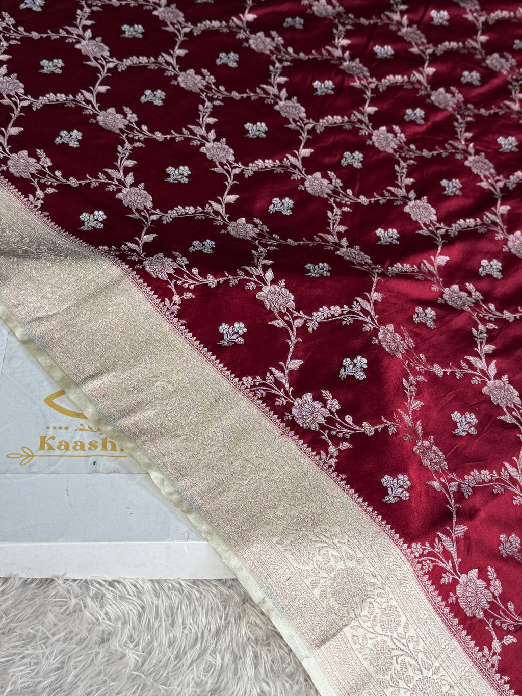 MKS794 | Elegant Mashru Kataan Silk Jaal Woven Banarasi Saree