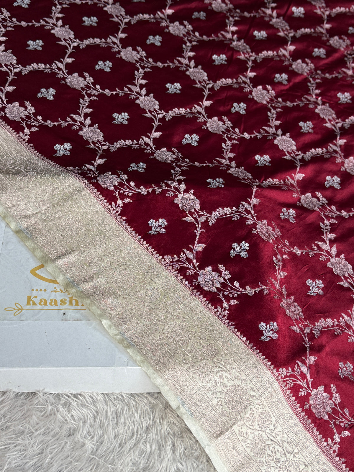 MKS794 | Elegant Mashru Kataan Silk Jaal Woven Banarasi Saree