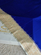 Royal Blue & Beige Mashru Saatan Silk Saree with All-Over Chunri Buti & Rich Zari Pallu – MKS833