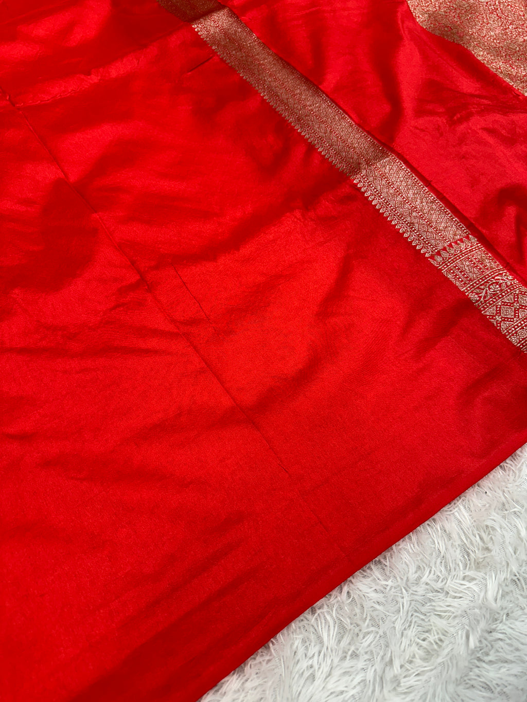 Red  Banarasi Dupion Silk Saree with Embossed Antique Zari Weaving & Rich Antique Zari Pallu | STF91